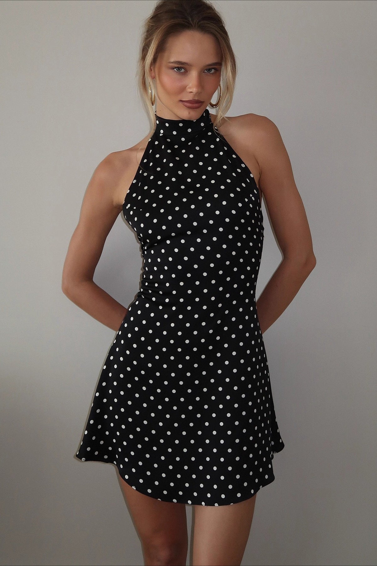 Dot Polka Halter A Line Mini Dress