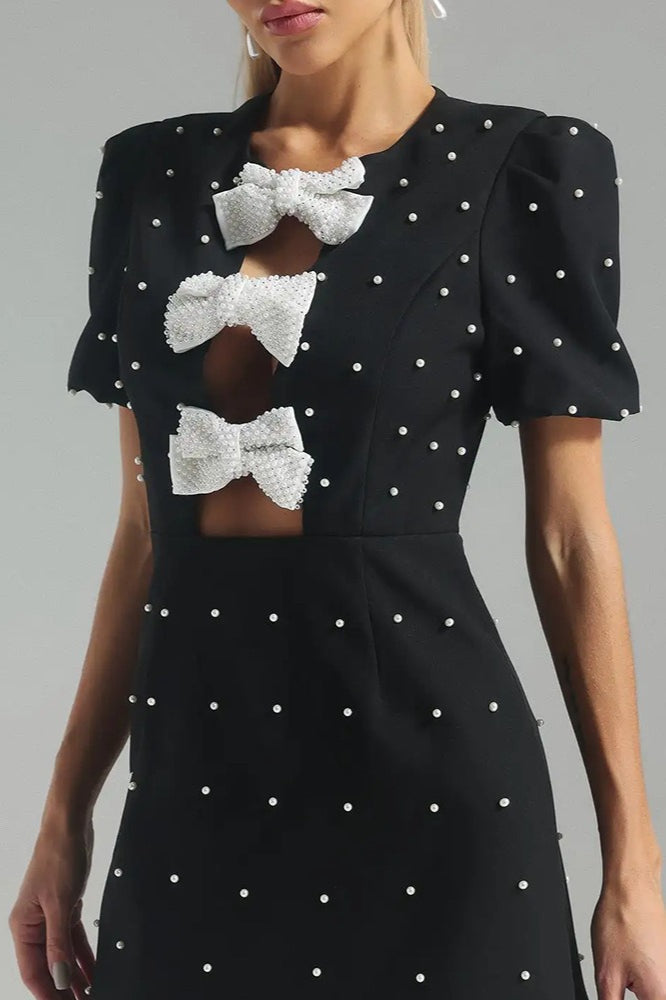 Detail Bow Paneled Mini Dress