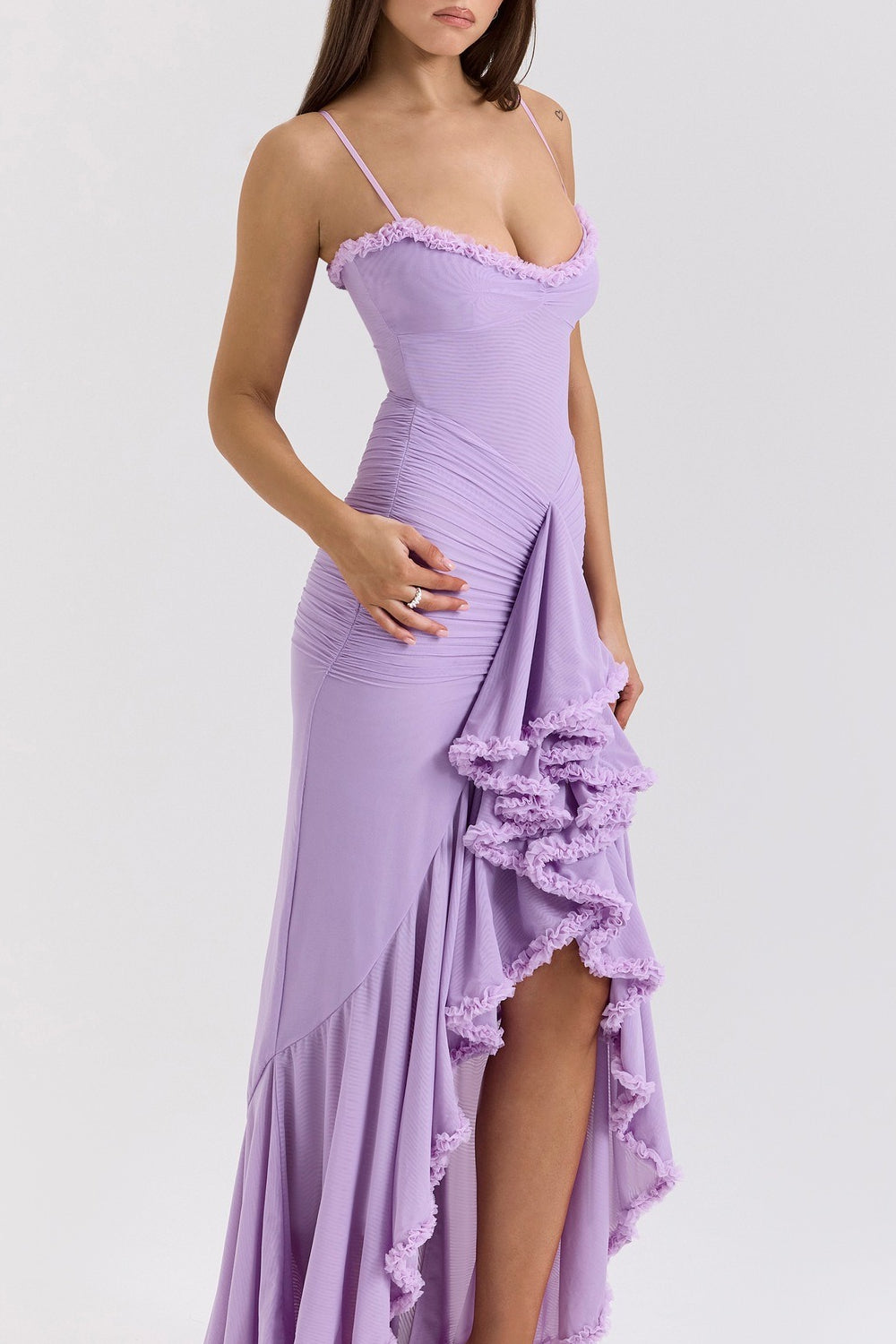 Mesh Stretch V Neck Cami Midi Dress