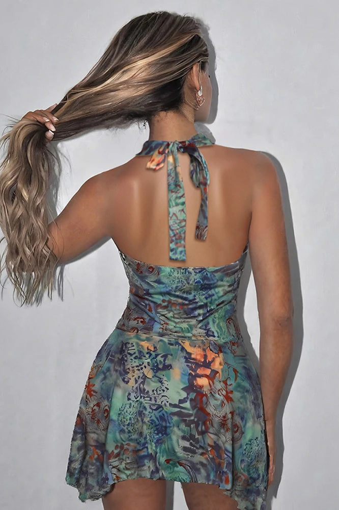 Halter Printed Mini Dress