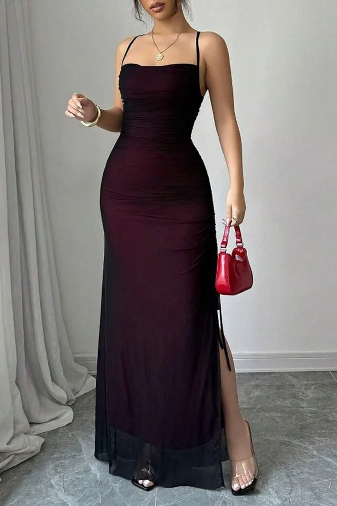 Vacation Edition Mesh ALine Maxi Dress