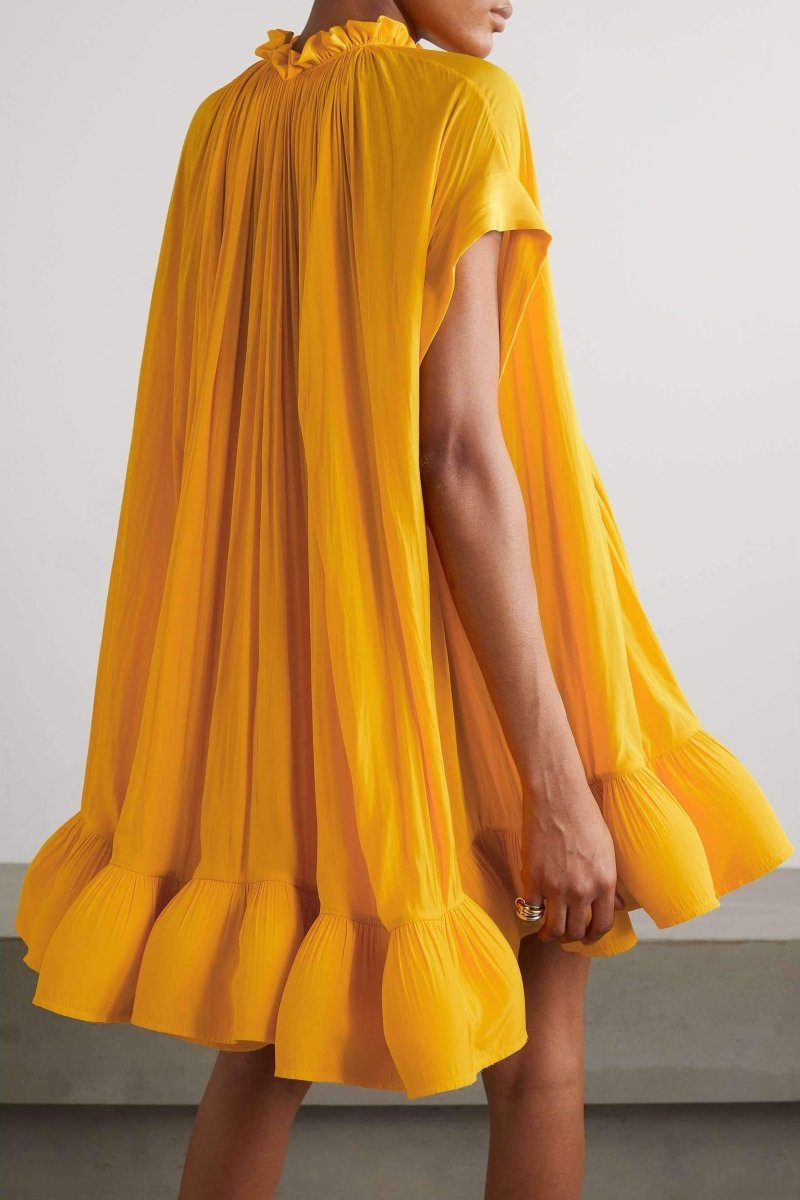 Statement Denisse Mini Dress with Ruffles and Cape Effect Evening Wear Edit