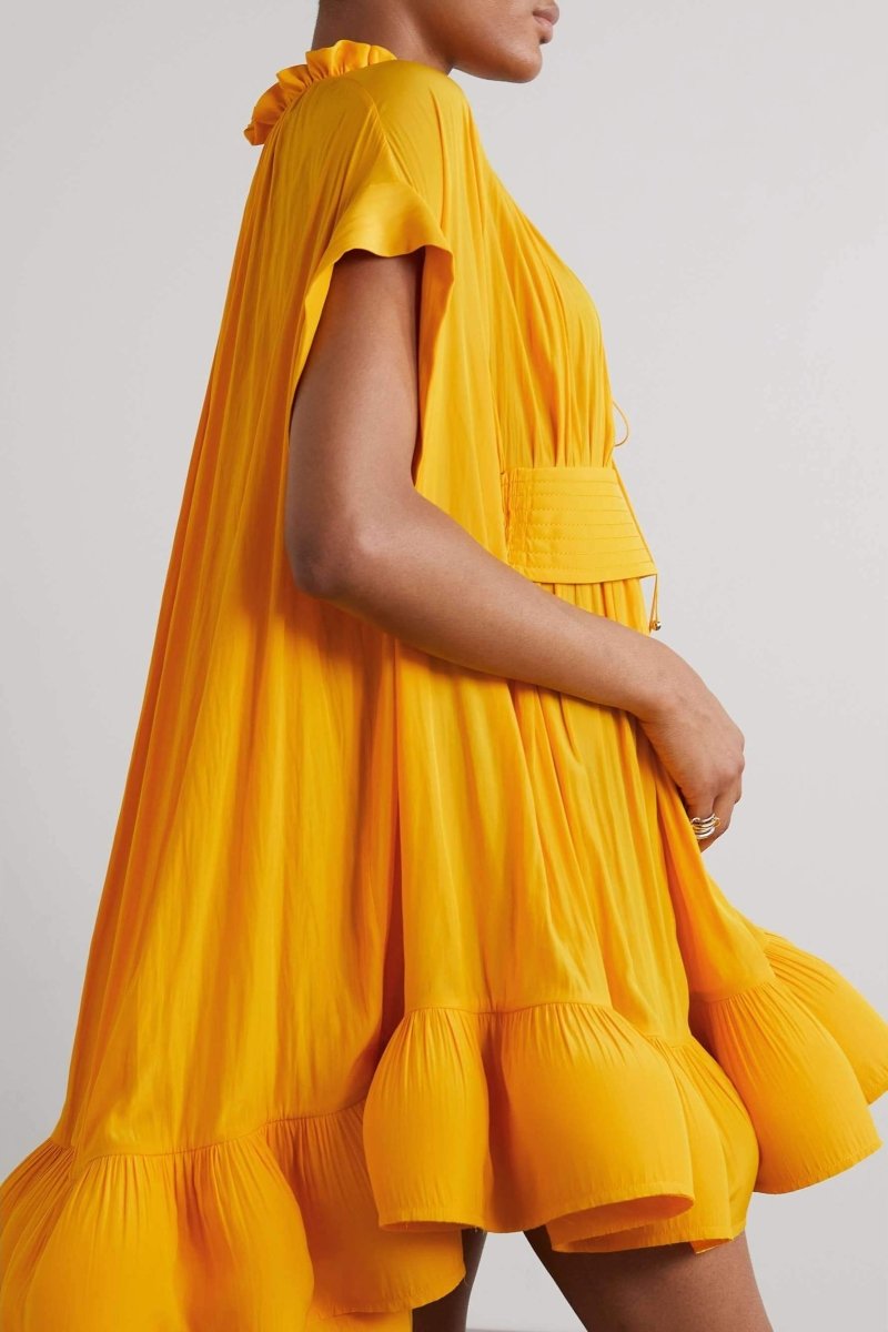 Statement Denisse Mini Dress with Ruffles and Cape Effect Evening Wear Edit