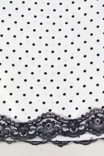 VNeck LaceTrim Polka Dot Halter Backless Mini Dress
