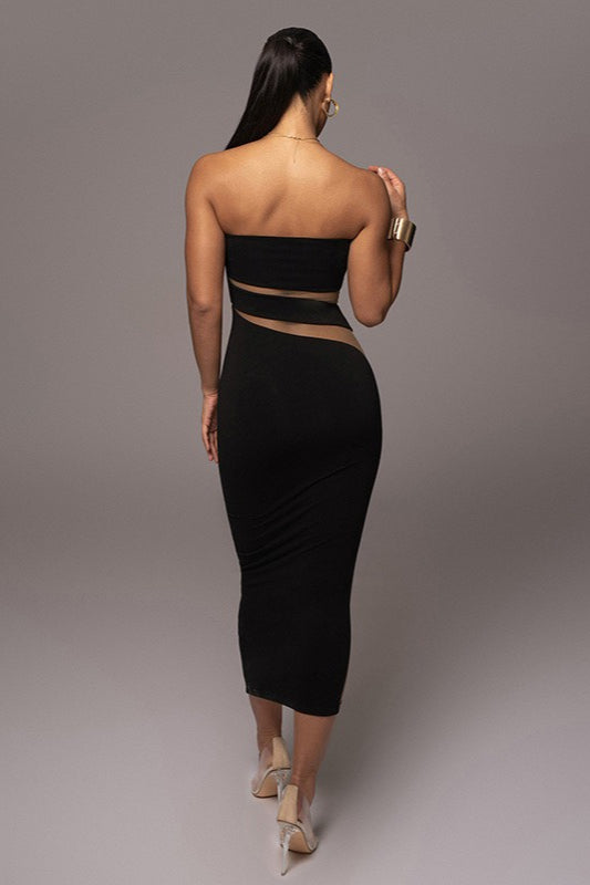 Cutout Strapless Bodycon Midi Dress