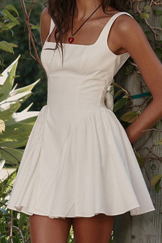 Graceful Open Back Bow Mini Dress