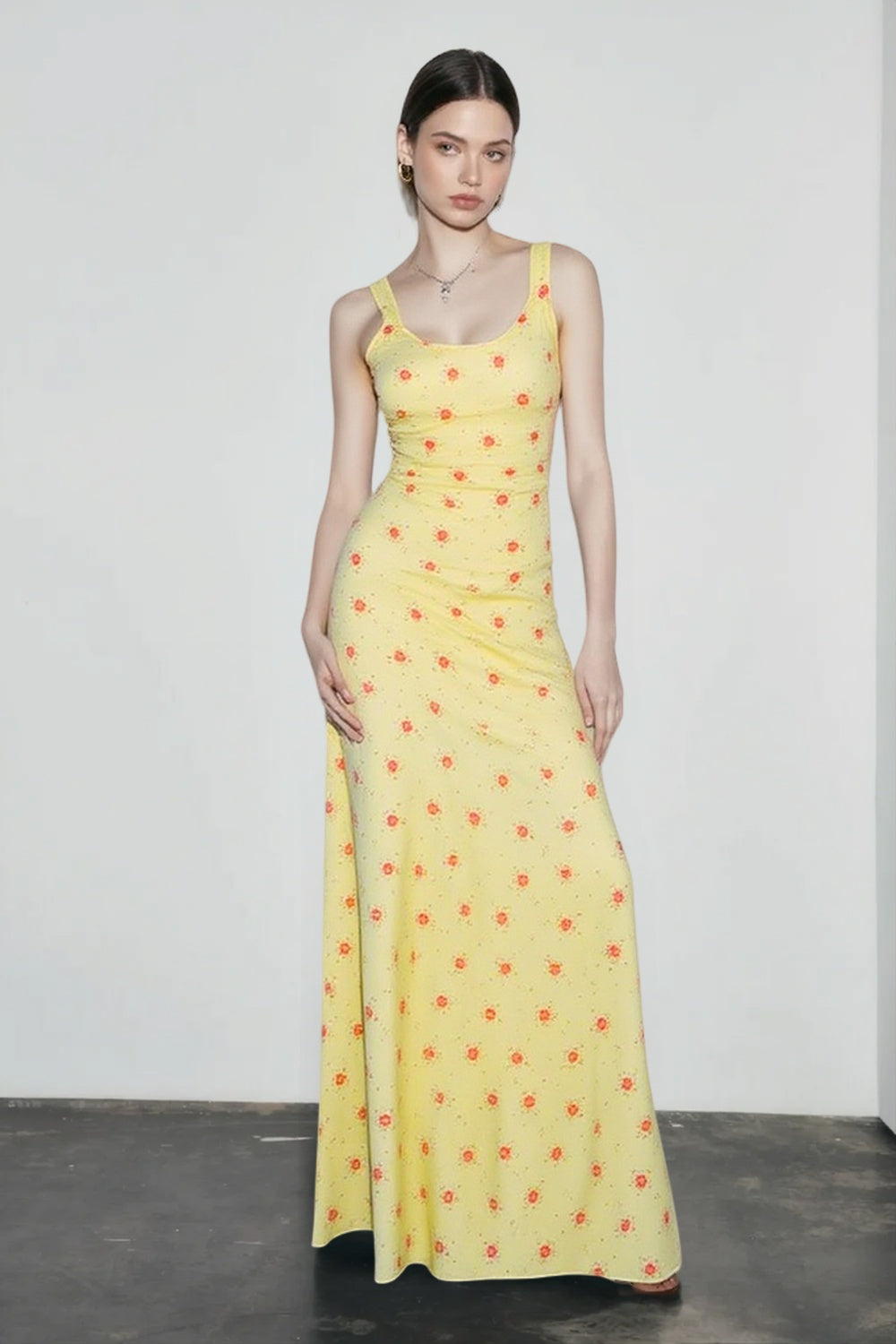 Bloom Print Cami Mermaid Hem Maxi Vacation Dress