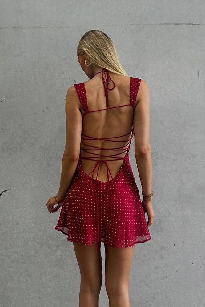 Cami Chiffon Backless Bodycon Mini Dress