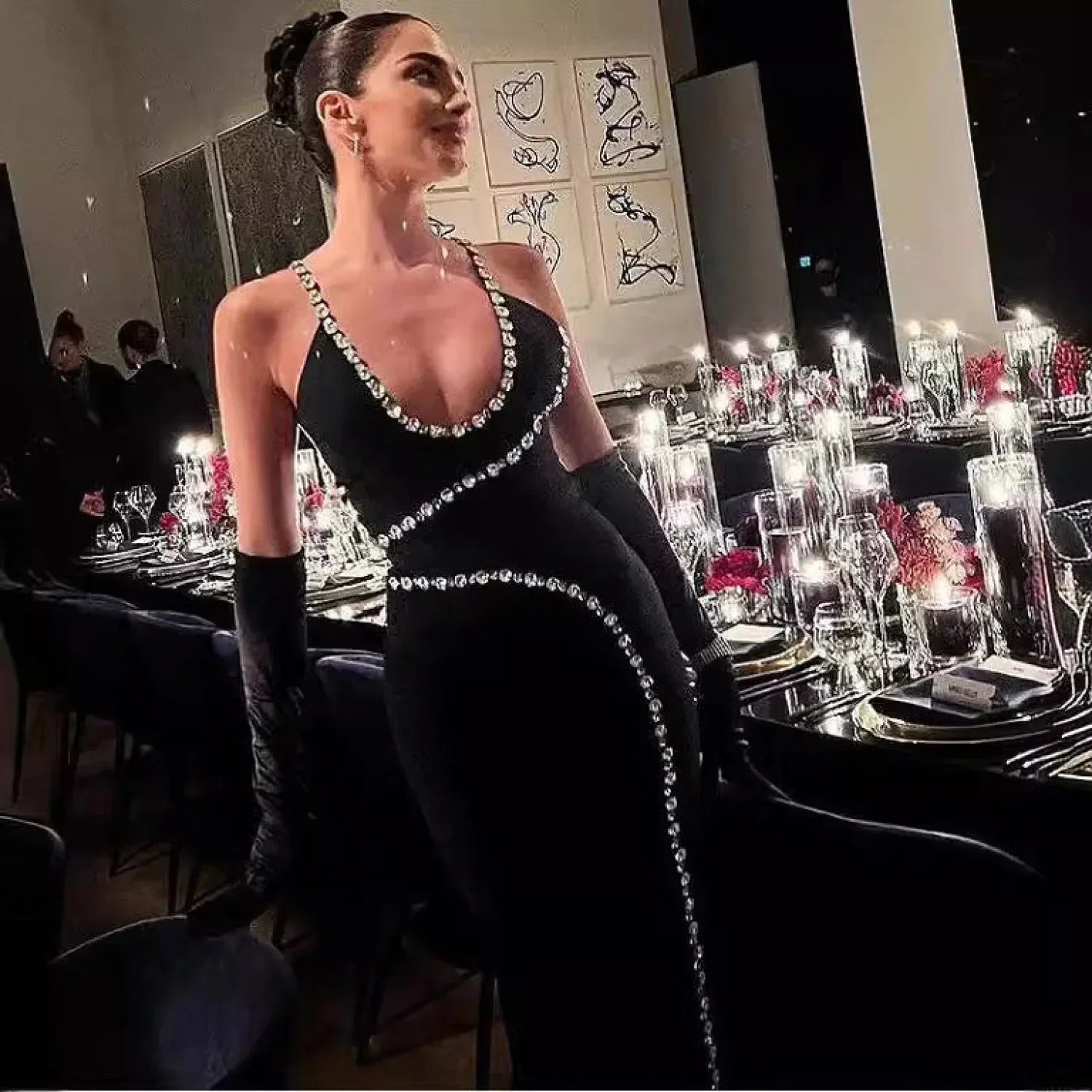Graceful Long Sequin Mesh Halter Prom Dress