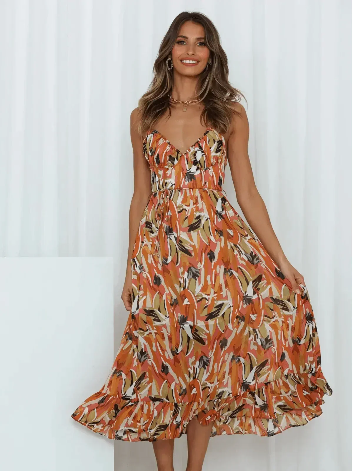 Statement Lorena Premium Chiffon Midi Dress Elevated Occasion Wear