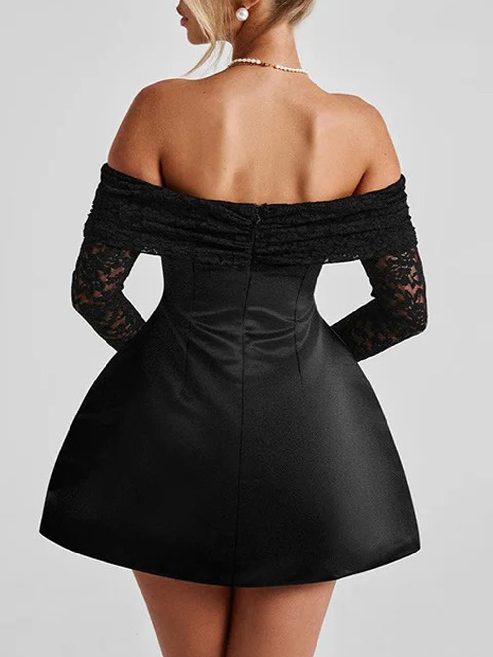 Off Elodie Shoulder Lace Mini Dress