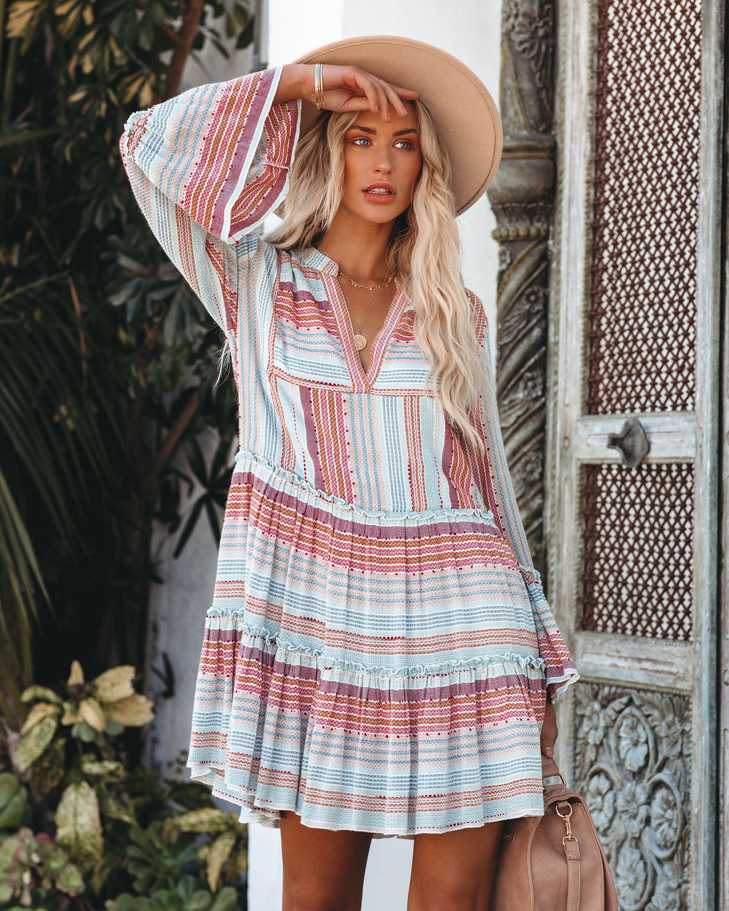 Tiered Ezzy Bell Sleeve Babydoll Dress