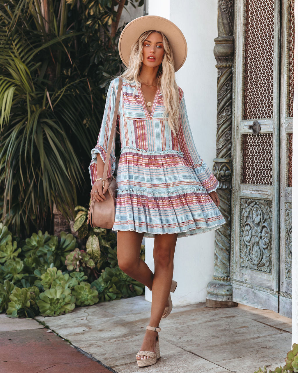 Tiered Ezzy Bell Sleeve Babydoll Dress