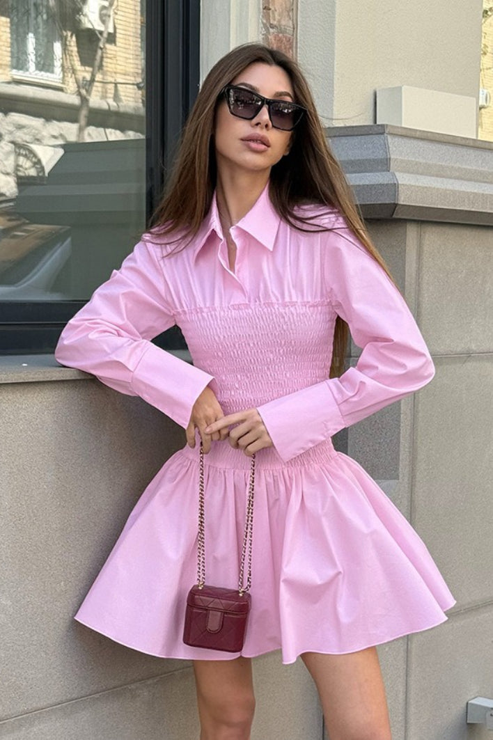 Shirt Pink Sleeve Mini Dress