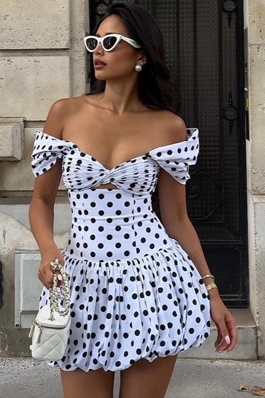 Dot Polka Hollow Out Mini Dress