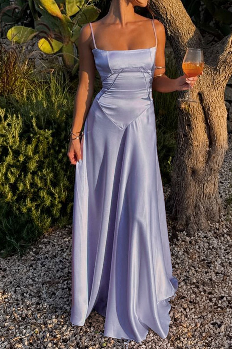 Chic Cami Slim Fit Back Tie Long Prom Dress