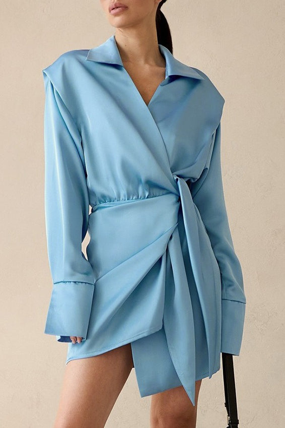 Satin Asymmetric Mini Dress