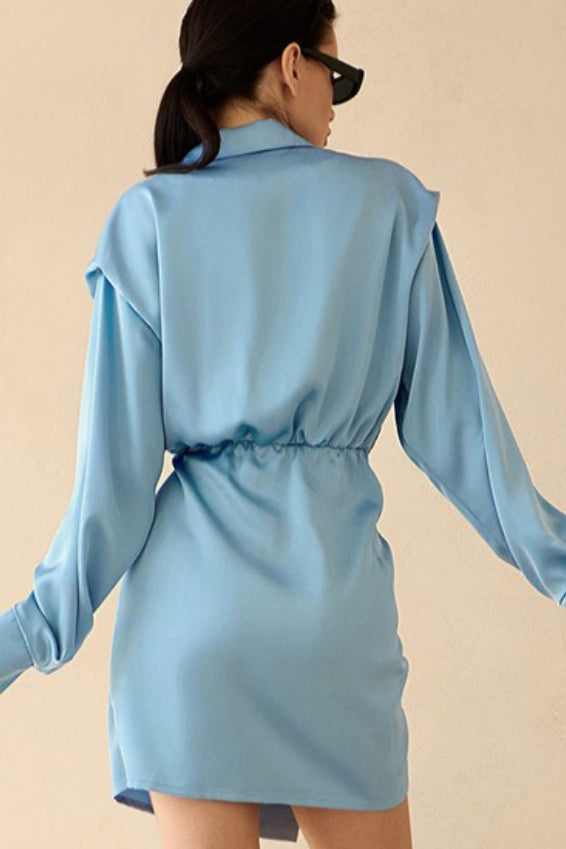 Satin Asymmetric Mini Dress