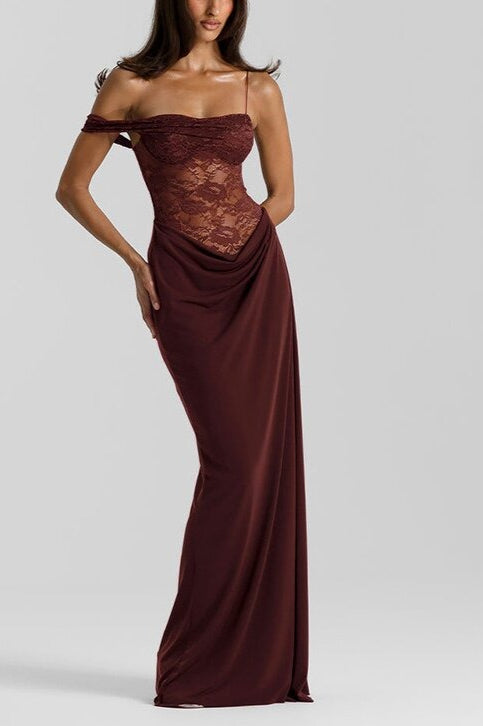 Lace Edition Panel Tank Maxi Bodycon Dress