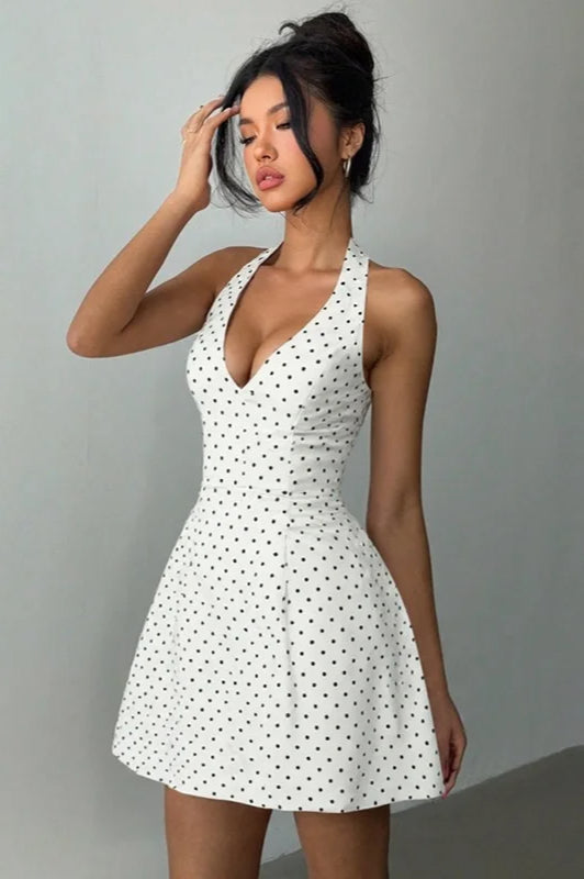 Dot Polka Halter Mini Dress