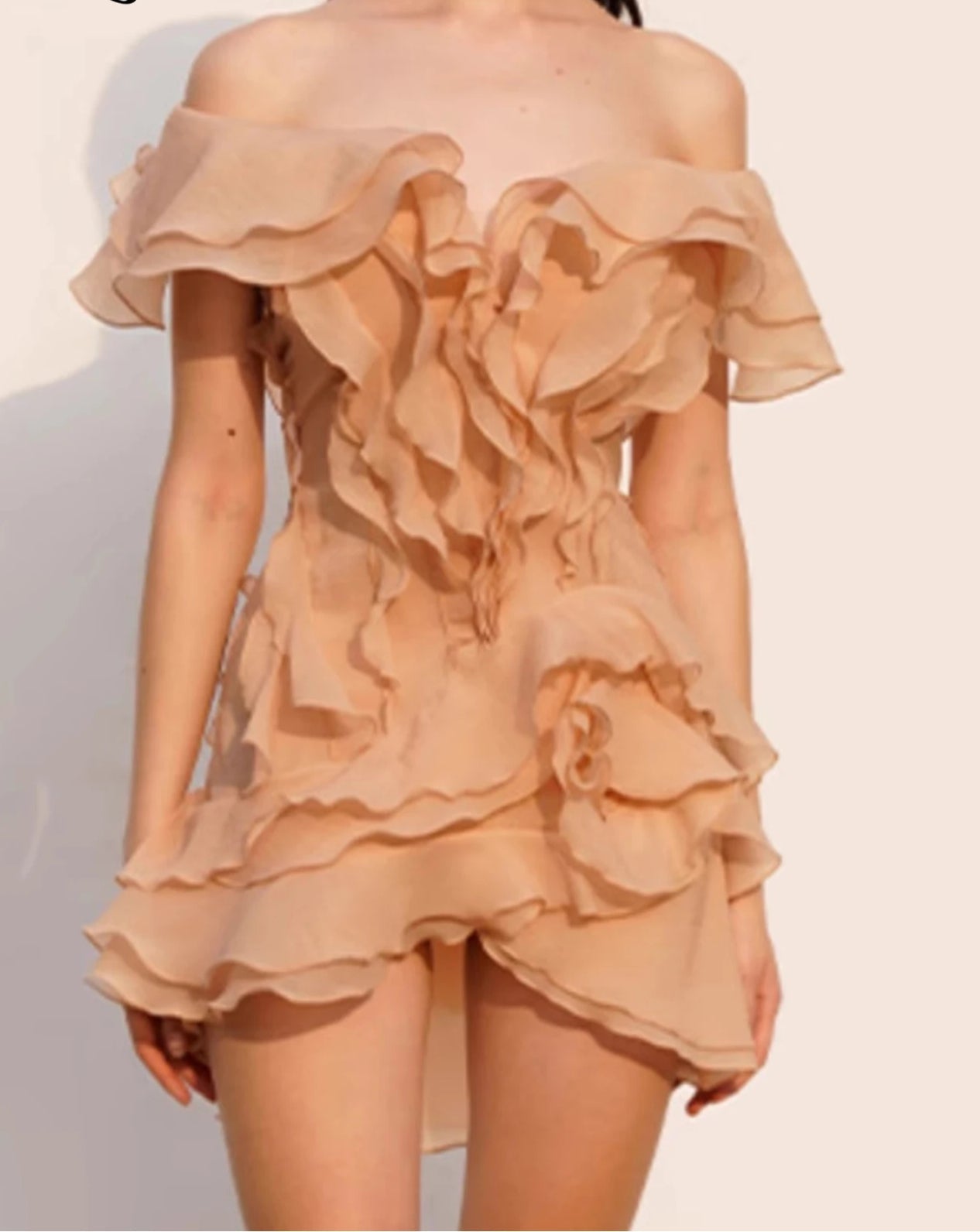 Backless Ruffle Mesh Prom Mini Dress