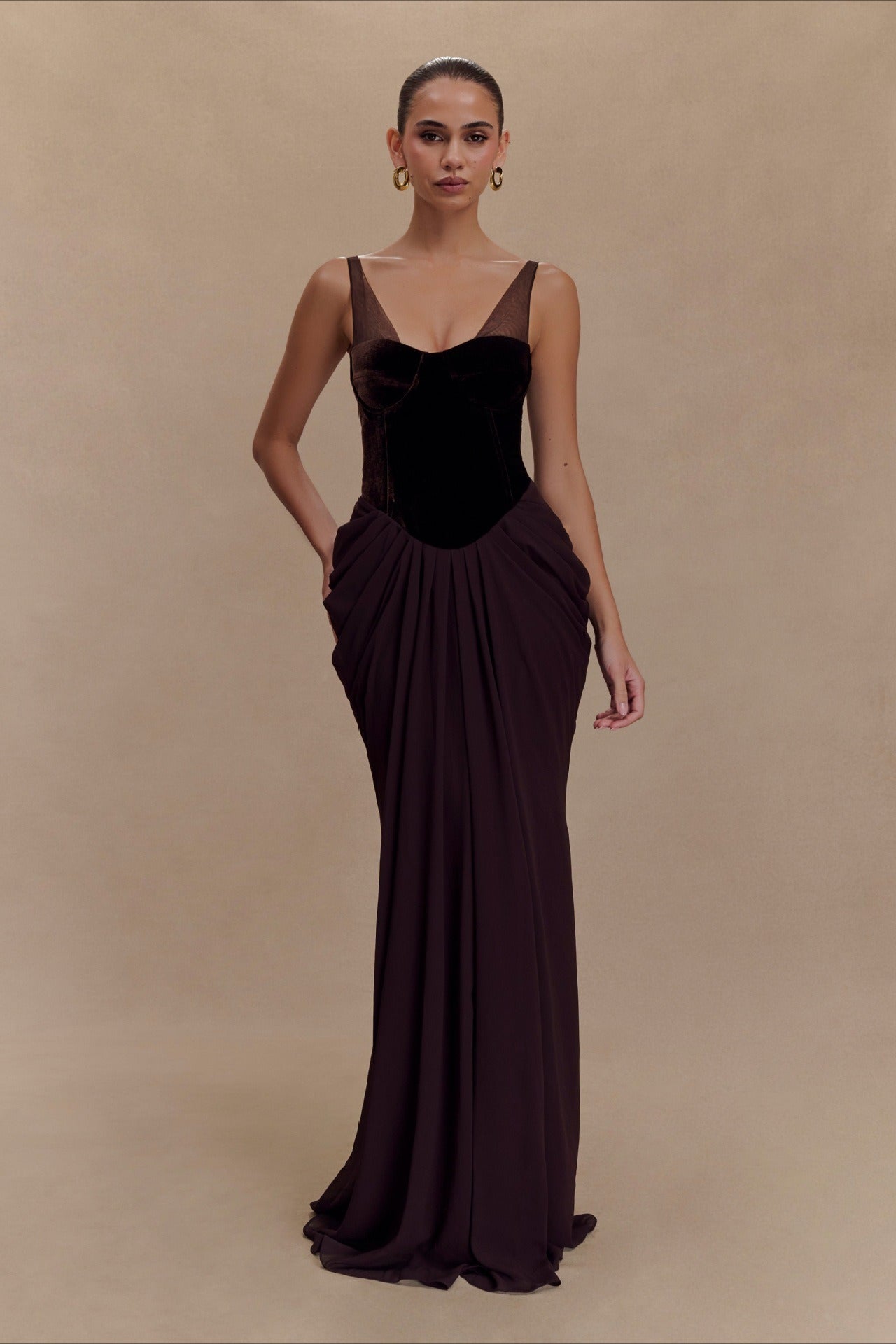 Graceful Strap Backless Mesh Patchwork Slim Prom Dress