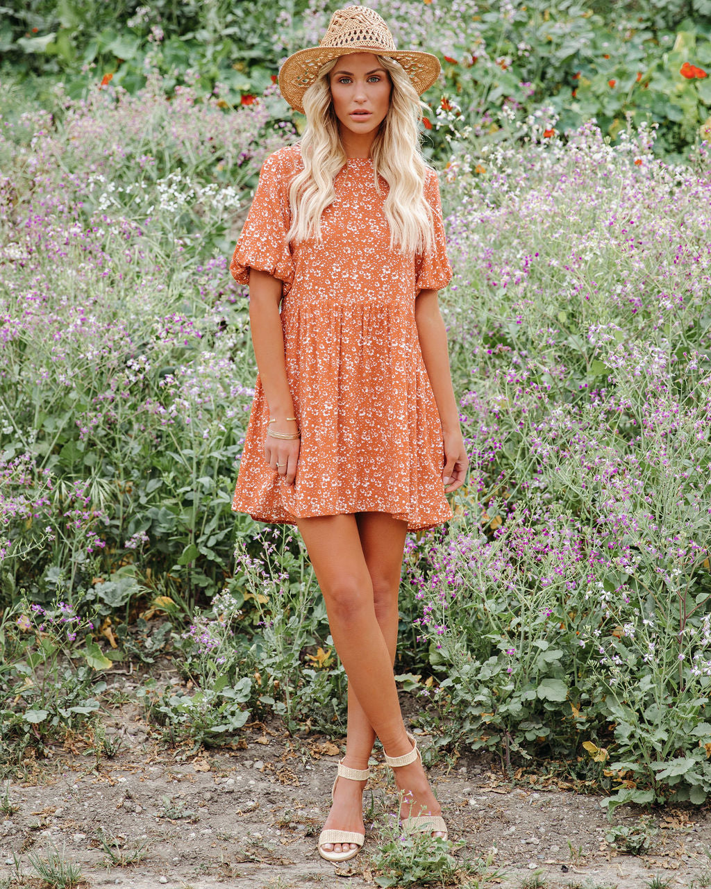 Faded Memories Bloom Puff Sleeve Babydoll Tunic