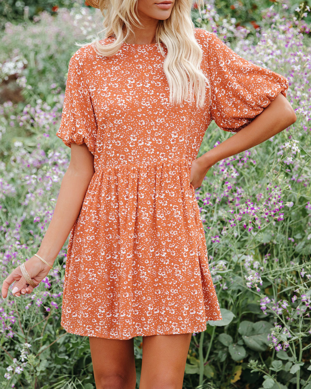 Faded Memories Bloom Puff Sleeve Babydoll Tunic