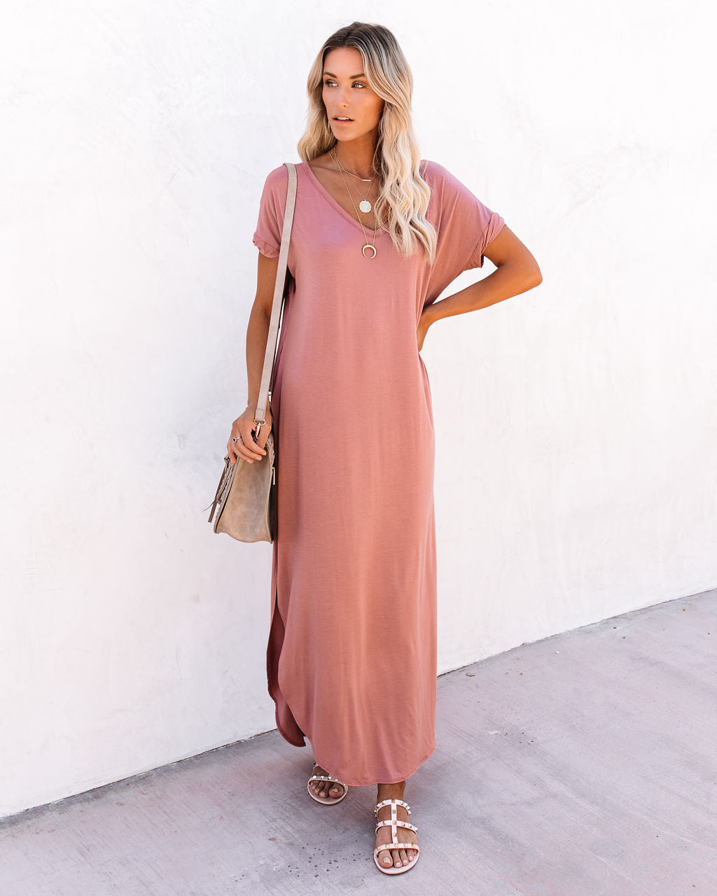 Farmers Market Pocketed Modal Maxi Dress Marsala