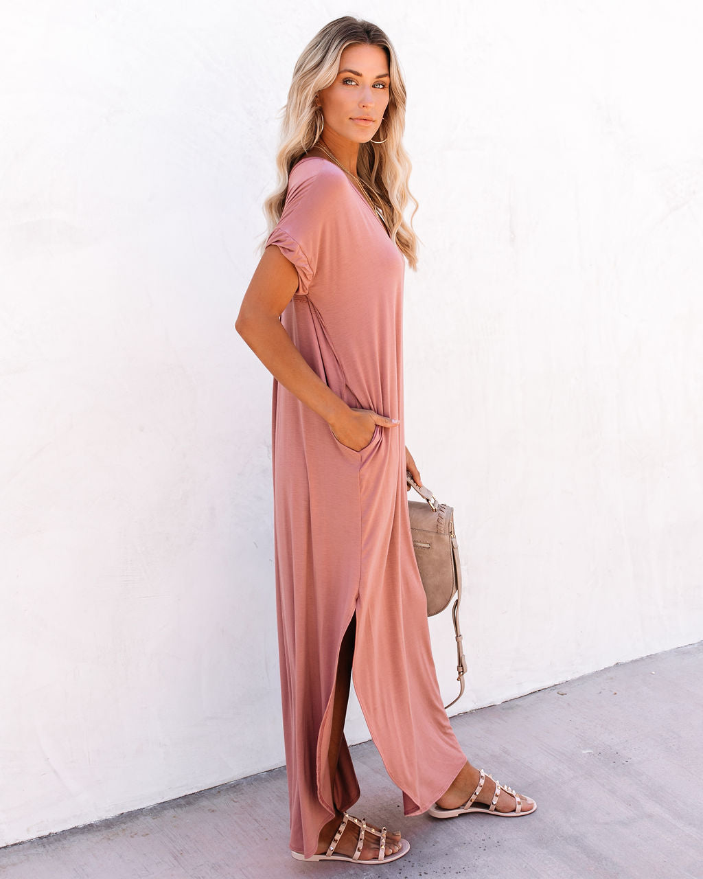 Farmers Market Pocketed Modal Maxi Dress Marsala