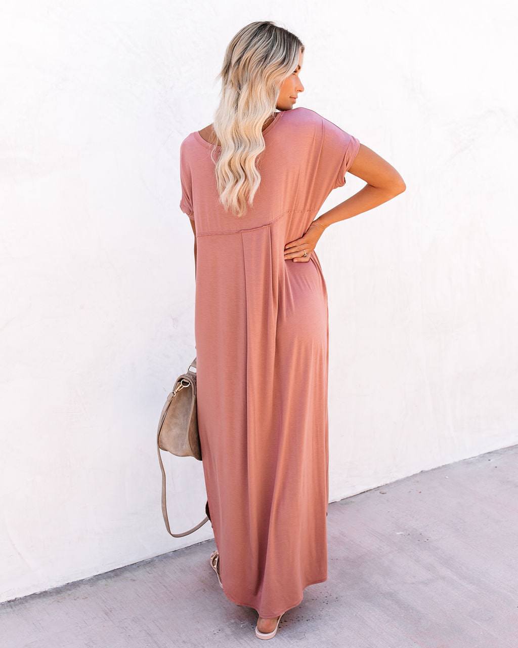 Farmers Market Pocketed Modal Maxi Dress Marsala