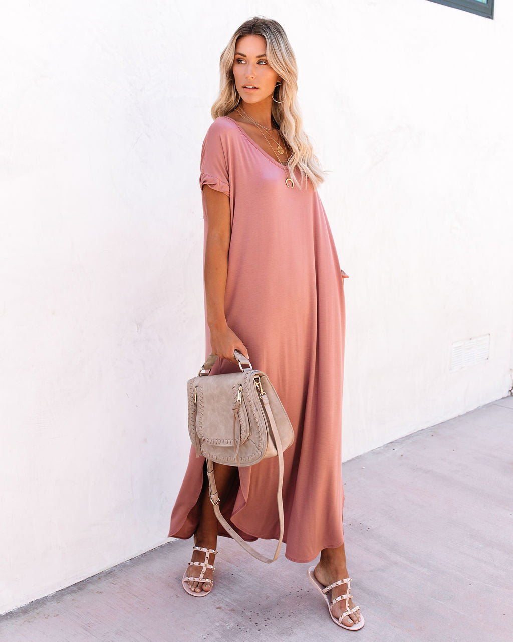 Farmers Market Pocketed Modal Maxi Dress Marsala
