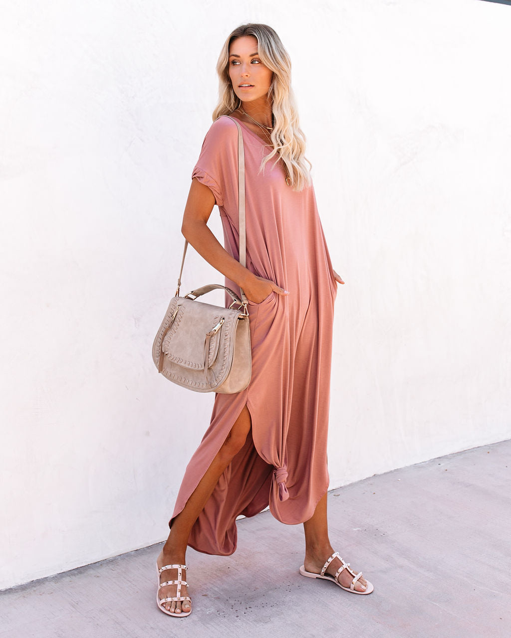 Farmers Market Pocketed Modal Maxi Dress Marsala