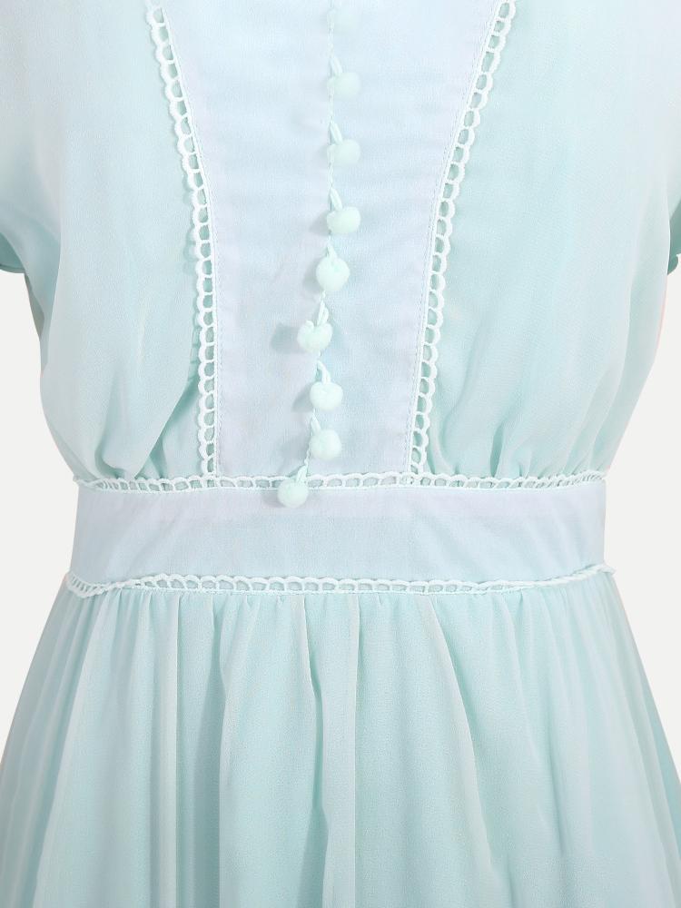 Long Irregular Sleeve V Neck Dress