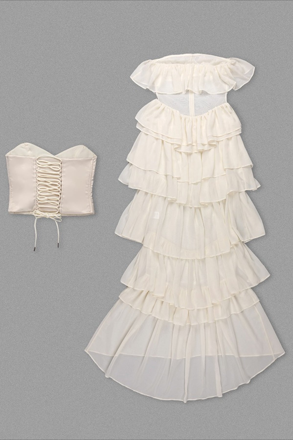 Tiered Chiffon Corset Mermaid Hem Prom Dress