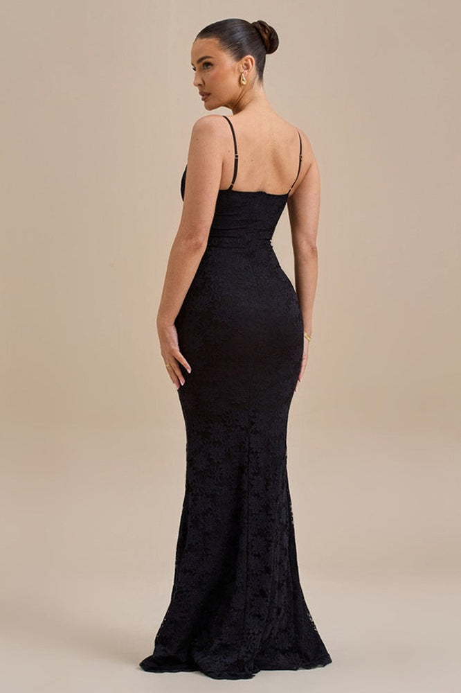 Backless Edition Bodycon Cami Maxi Lace Dress