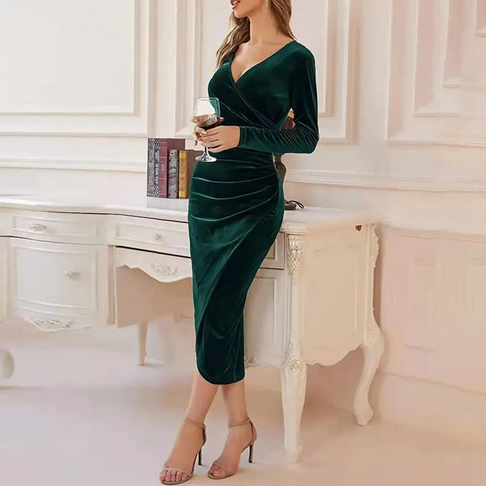Statement Laura Women's Long Sleeved Midi Dress Premium Wardrobe Essential