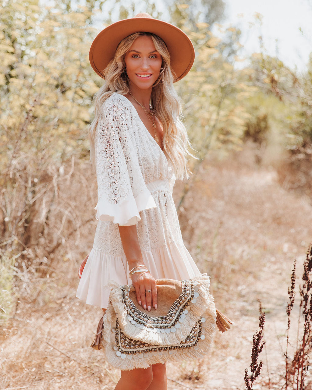 Far Fly Cotton Blend Crochet Dress