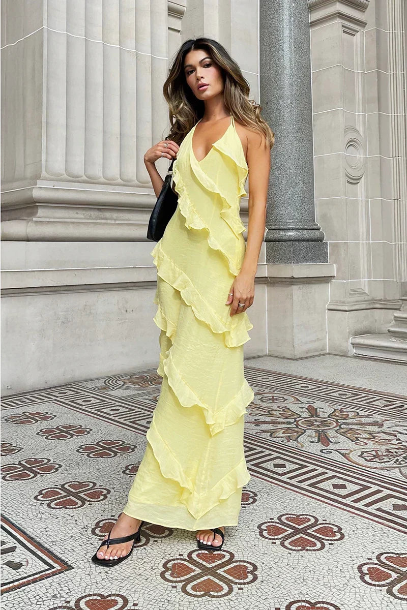 Beatriz Chic Maxi Dress Lemon Premium Edit