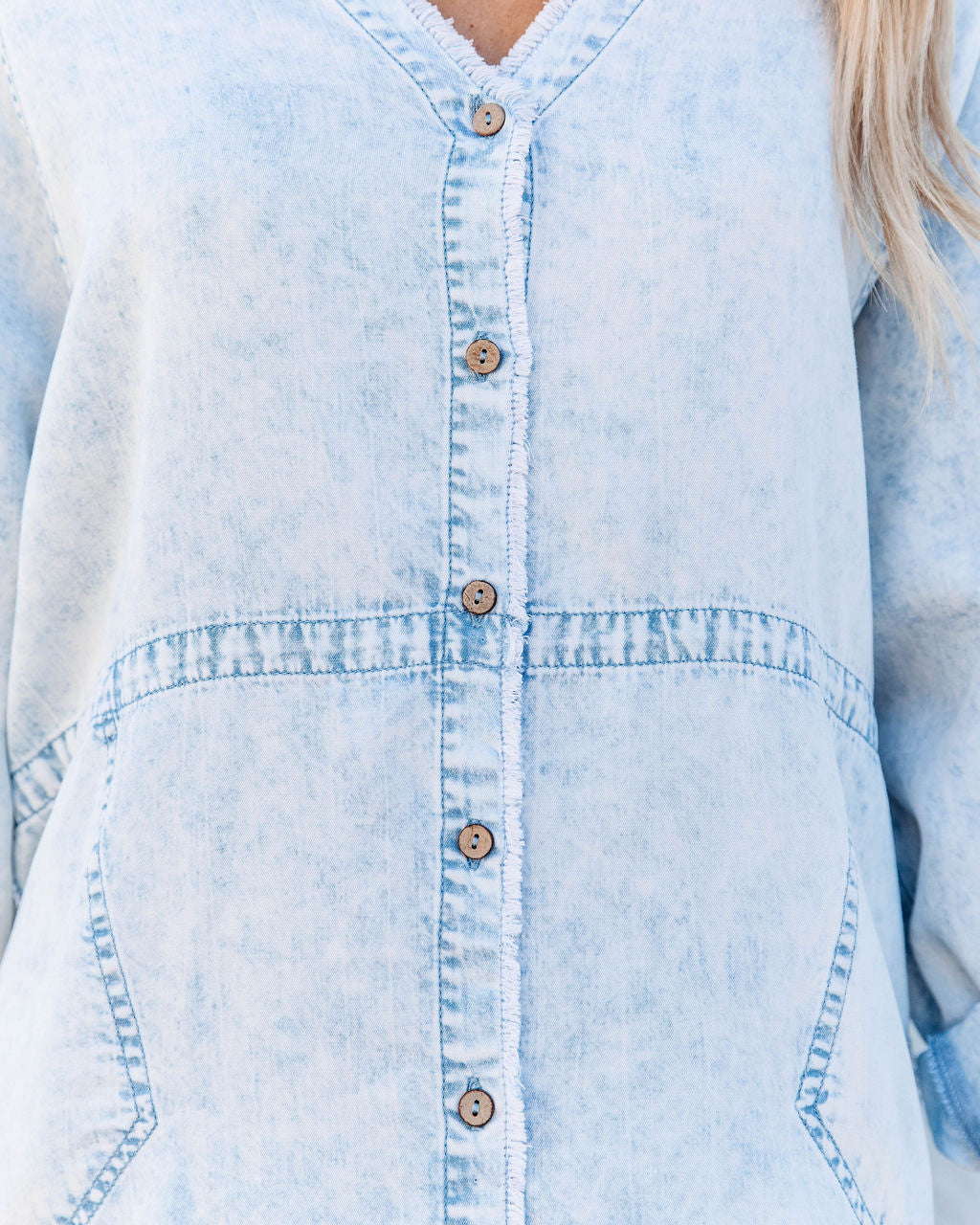 Gabby PREORDER Cotton Pocketed Chambray Button Down Tunic