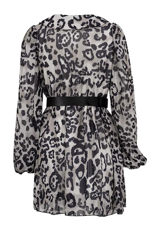 Timeless Melisa Printed Chiffon V Neck Mini Dress with Belt Designer Edit