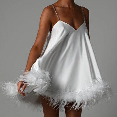 V Georgia Neck Chain Spaghetti Strap Mini Dress