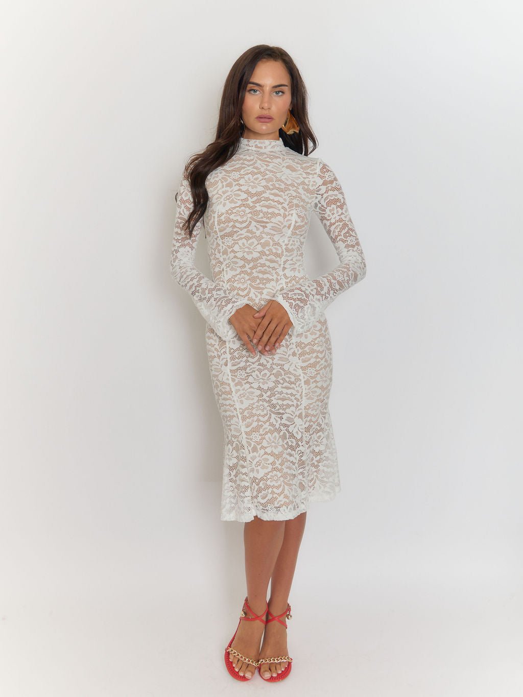 High Giulia Collar Lace Midi Dress