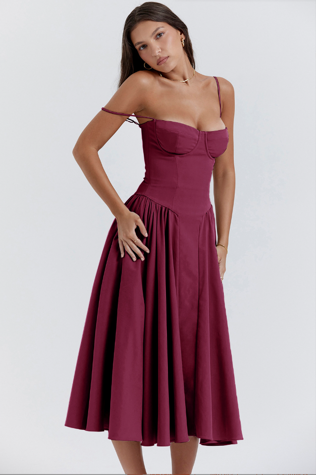 | Nina Sleeveless Corset Midi Dress