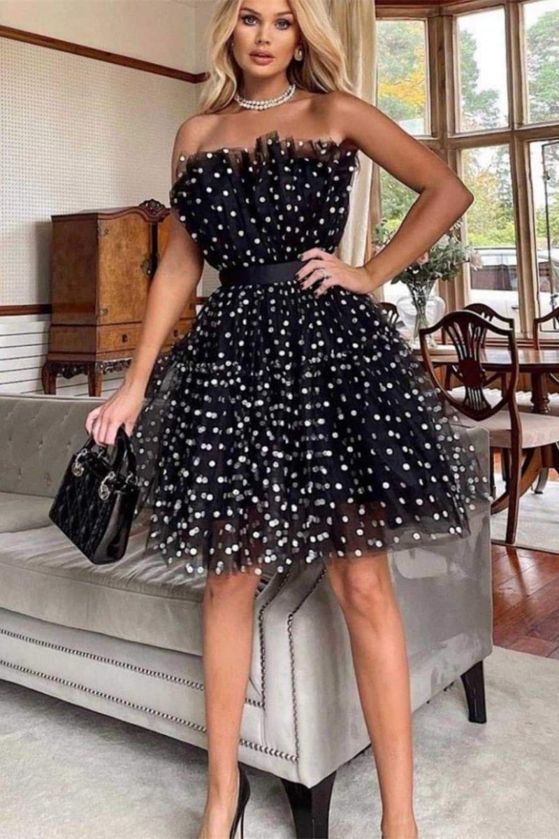 Statement Katherine Polka Dot Tulle Mini Dress Evening Wear Edit