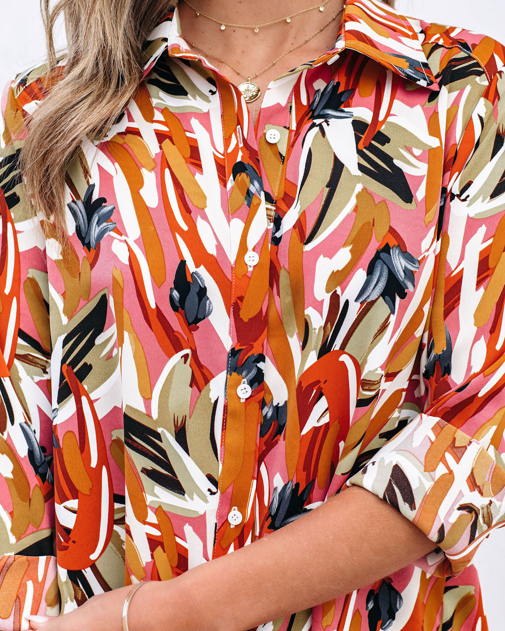 Printed Ivah Button Down Tunic