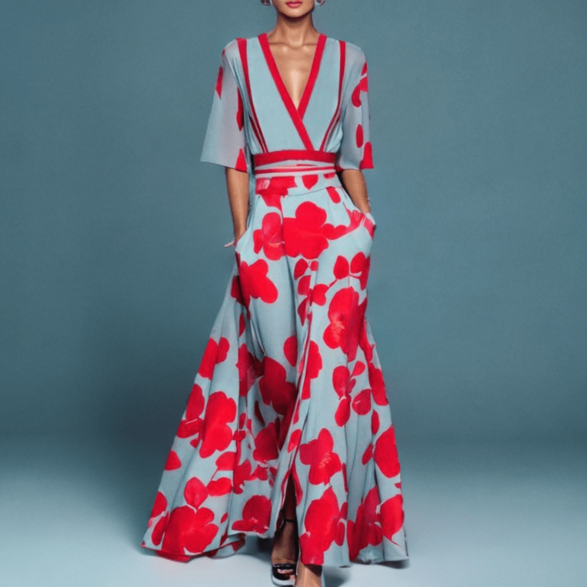 Graciela Floral Print Maxi Dress for Women Graceful Evening Look
