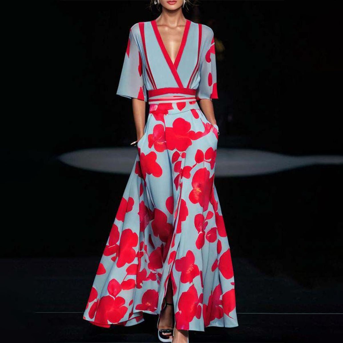 Graciela Floral Print Maxi Dress for Women Graceful Evening Look