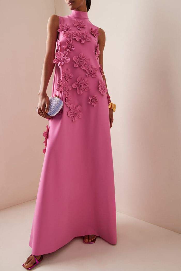 Brenda Exclusive Sleeveless Maxi Dress with Floral Embellishment Signature Edit