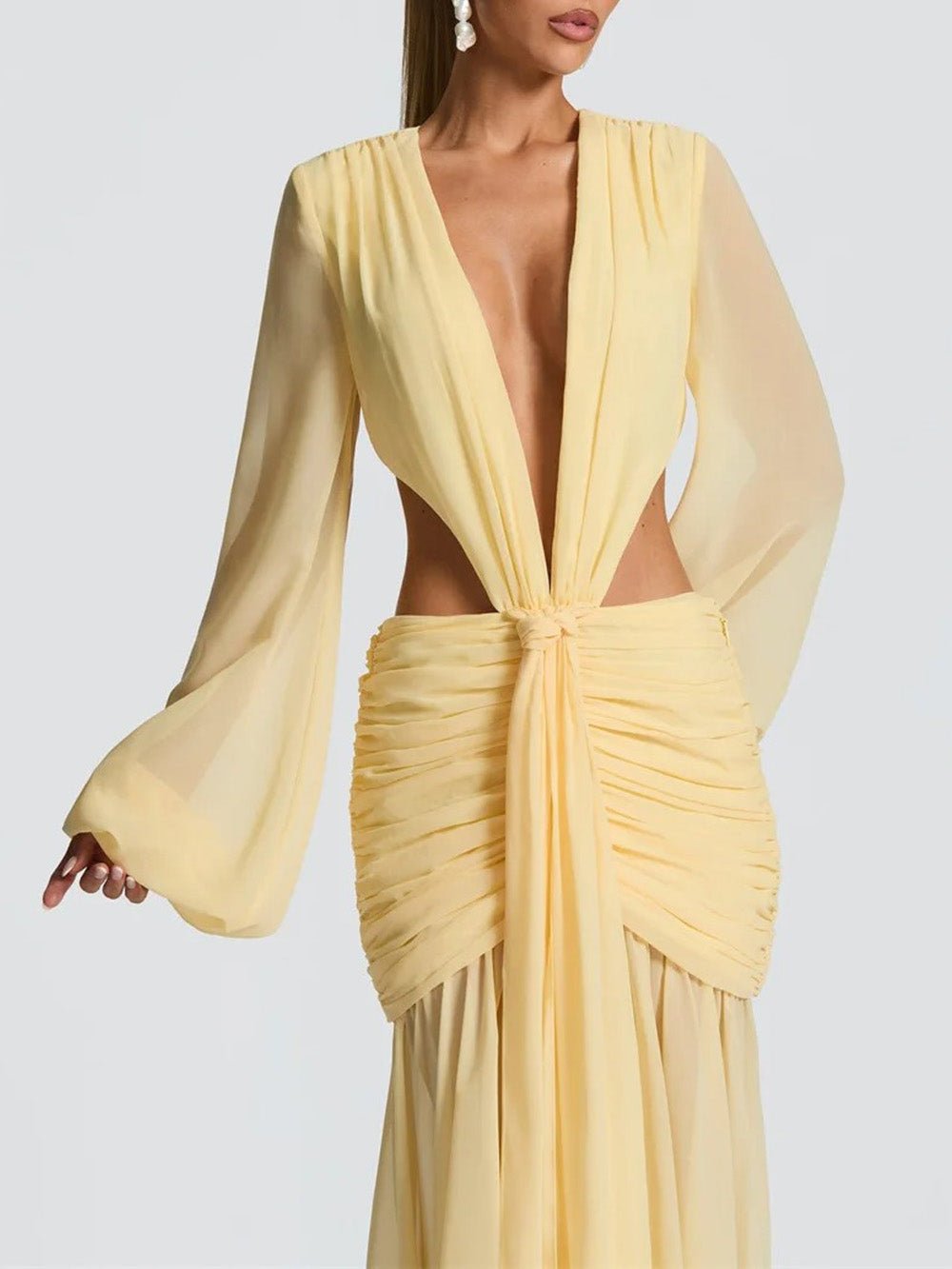 Juliana Deep-V Cutout Maxi Dress